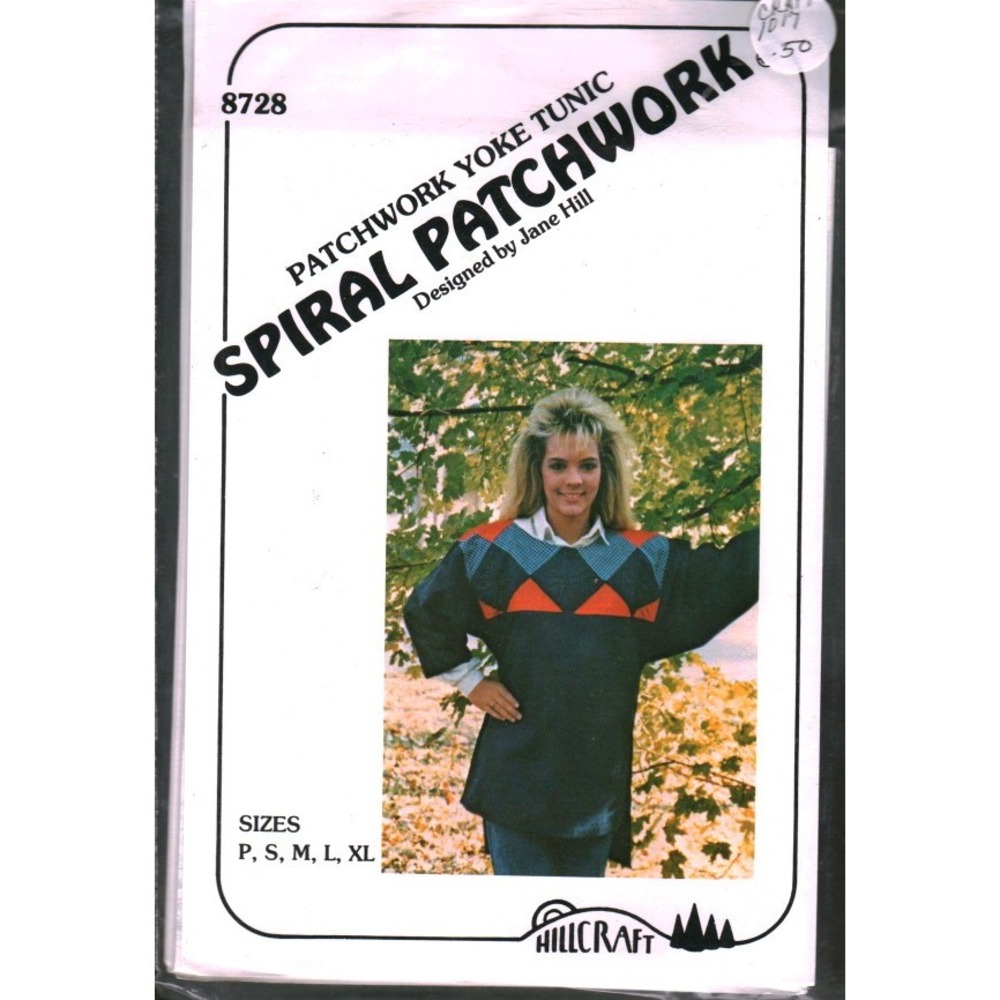 Vintage Hillcraft 8728 Spiral Patchwork Yoke Tunic Sewing Pattern Jane Hill 1987